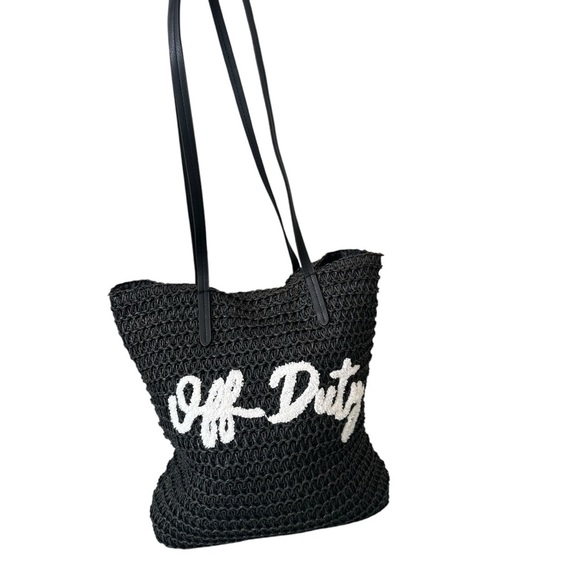 Vacation Bag And Hat.  Women's woven beach/pool Bag and hat. Black And white. - Picture 4 of 10